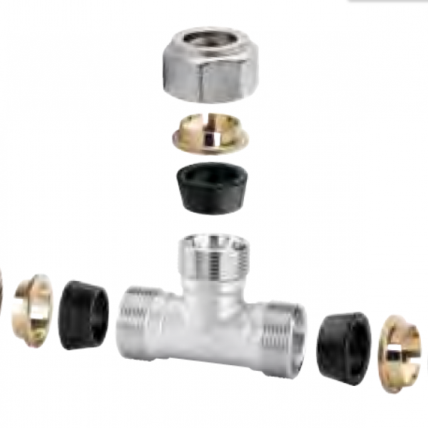 TEE IN OTTONE CROMATO 18X18X18 CODICE AC8011218G 