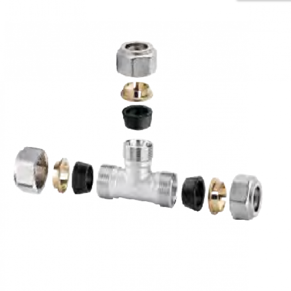 TEE IN OTTONE CROMATO 18X18X18 CODICE AC8011218G 