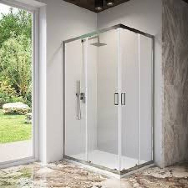 CABINA APERTURA ANGOLARE VETRO DA 6MM PROFILO CROMATO, VETRO TRASPARENTE  MISURA 70X90