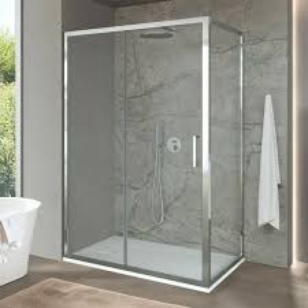 CABINA APERTURA ANGOLARE VETRO DA 6MM PROFILO CROMATO, VETRO TRASPARENTE  MISURA 70X100