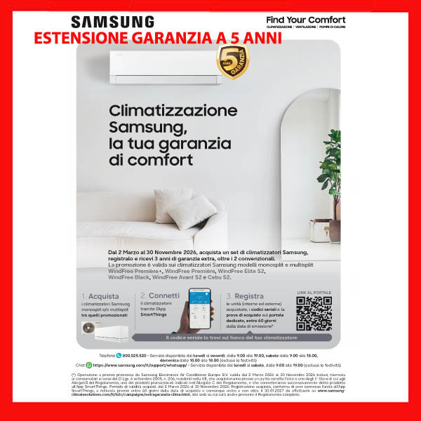 CLIMATIZZATORE SAMSUNG WINDFREE BLACK DUALSPLIT 9000+12000+AJ050TXJ INVERTER R-32 WI-FI 