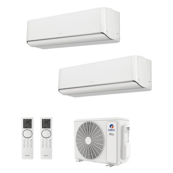 CLIMATIZZATORE GREE AIRY DUALSPLIT 9000+12000+GWHD(18)NK6OO INVERTER R-32 WI-FI-Bianco
