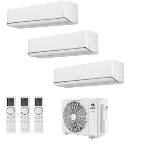 CLIMATIZZATORE GREE AIRY TRIALSPLIT 9000+9000+12000+GWHD(24)NK6LO INVERTER R-32 WI-FI-Bianco