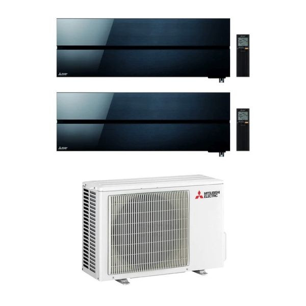 CLIMATIZZATORE MITSUBISHI KIRIGAMINE STYLE SERIE LN DUAL SPLIT 9000+12000+MXZ-2F53VF WI-FI-Nero