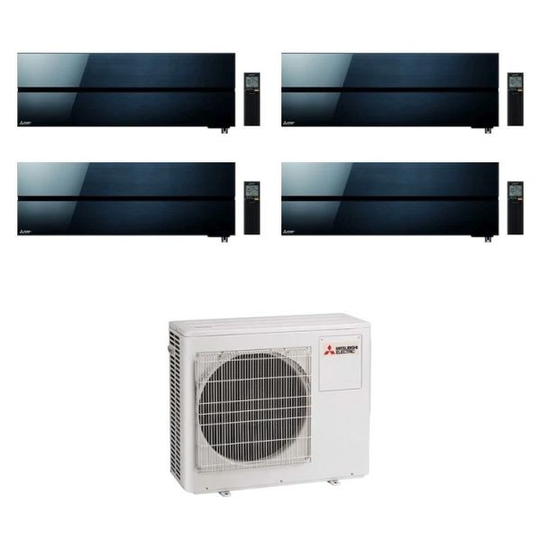 CLIMATIZZATORE MITSUBISHI KIRIGAMINE STYLE SERIE LN QUADRI SPLIT 9000+9000+9000+9000+MXZ-4F72VF WI-FI-Nero