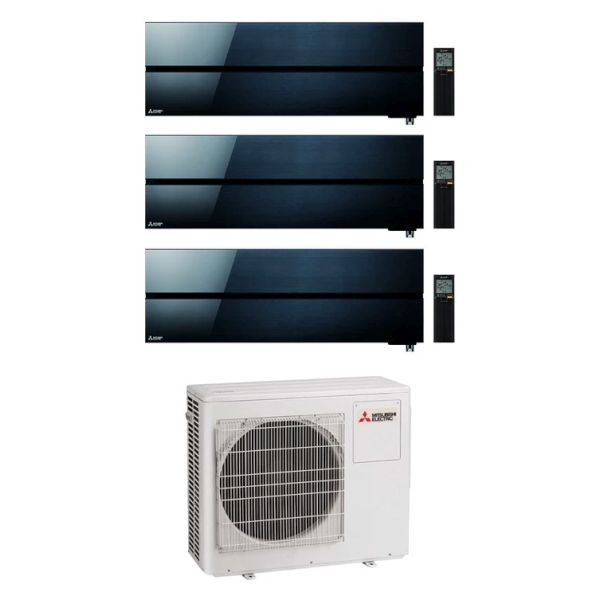 CLIMATIZZATORE MITSUBISHI KIRIGAMINE STYLE SERIE LN TRIAL SPLIT 9000+9000+12000+MXZ-3F54VF WI-FI-Nero