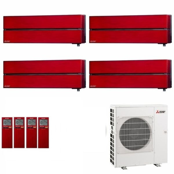 CLIMATIZZATORE MITSUBISHI KIRIGAMINE STYLE SERIE LN QUADRI SPLIT 9000+9000+9000+12000+MXZ-4F72VF WI-FI-Rosso