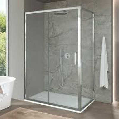 CABINA APERTURA ANGOLARE VETRO DA 6MM PROFILO CROMATO, VETRO TRASPARENTE  MISURA 70X100