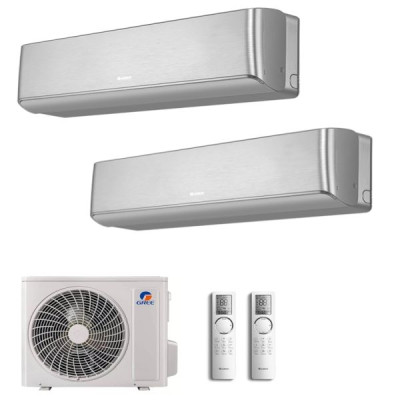 CLIMATIZZATORE GREE AIRY DUALSPLIT 9000+12000+GWHD(18)NK6LO INVERTER R-32 WI-FI-Grigio