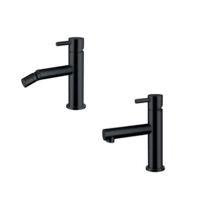 COPPIA MONOCOMANDO LAVABO E BIDET KELLER TAPS MINIMAL NERO OPACO